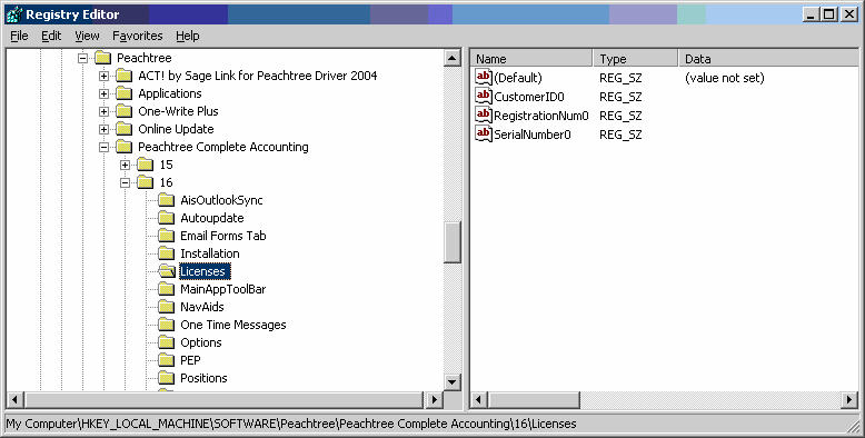 peachtree quantum 2007 serial number